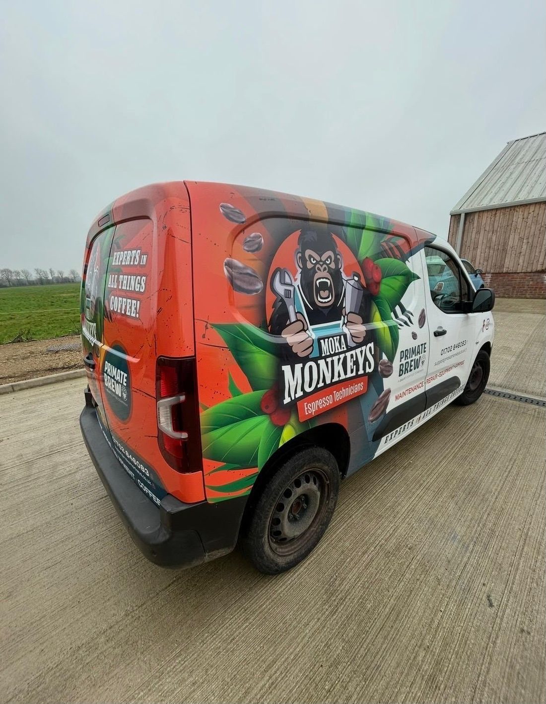 Moka Monkeys espresso technicians van, full colour wrap by Lauryn Jaime Ltd