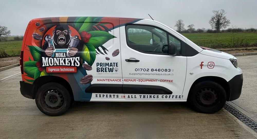 Moka Monkeys espresso technicians van, part wrap by Lauryn Jaime Ltd