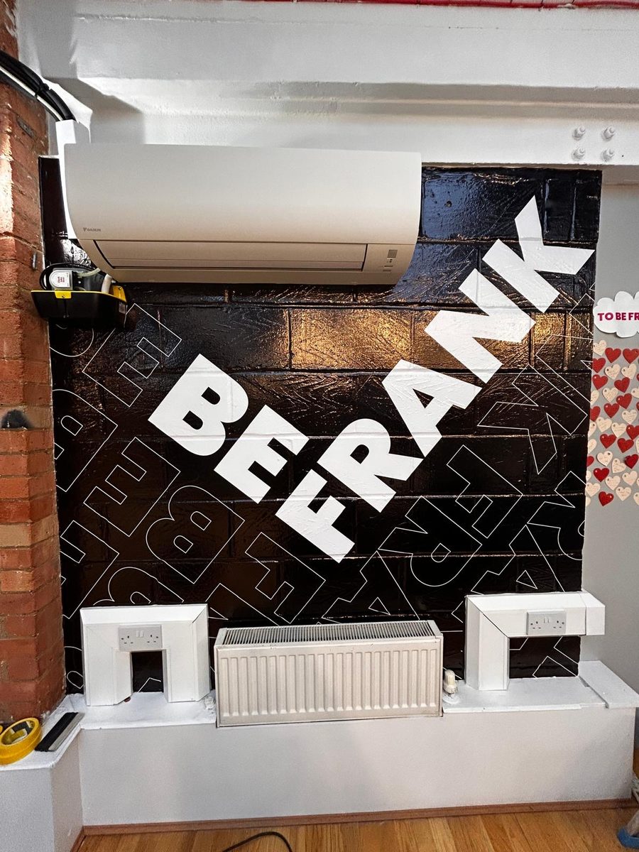 Be Frank interior wall graphic and lettering by Lauryn Jaime Ltd