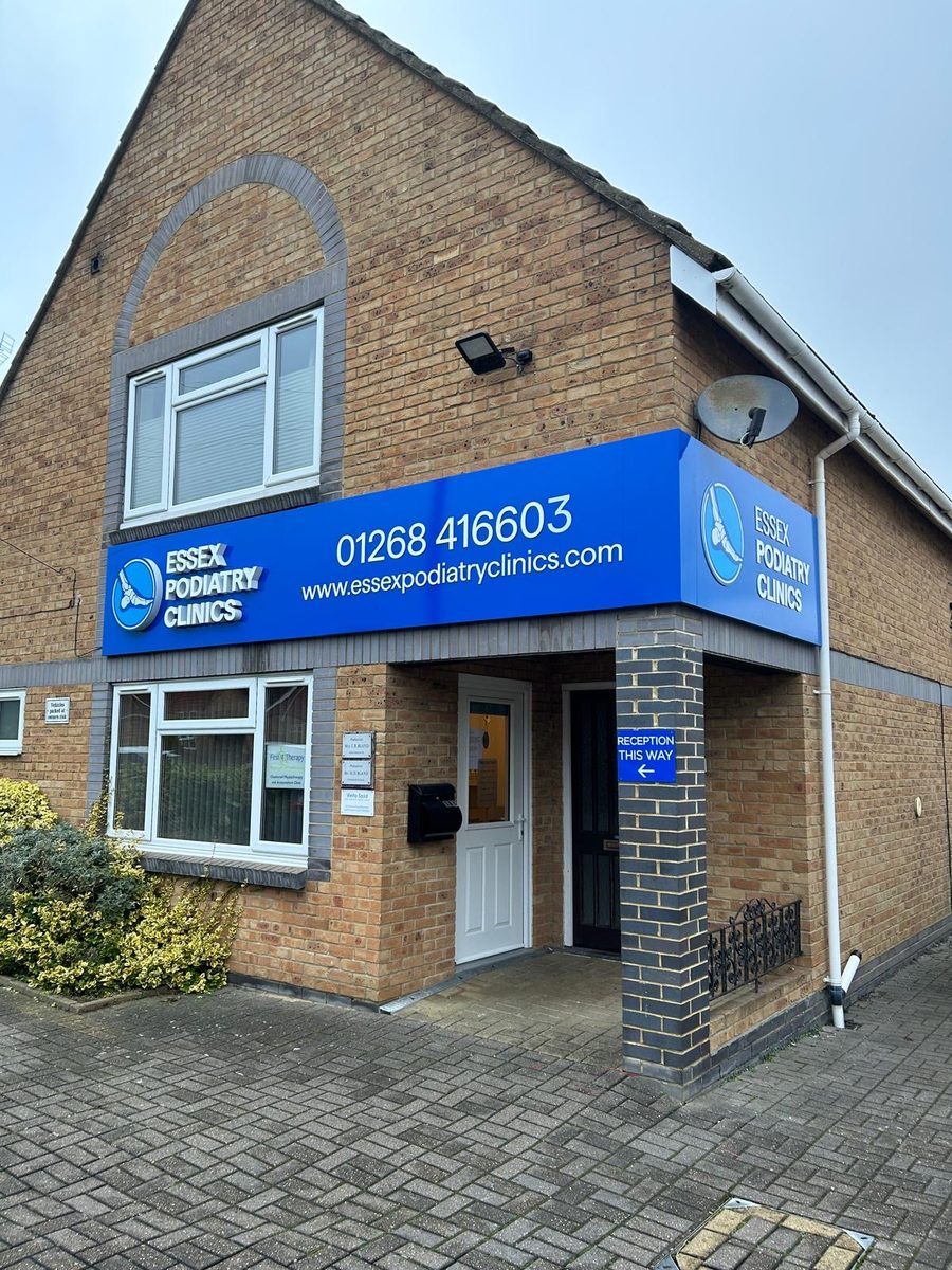 Essex Podiatry Clinics illuminated shop front fascia by Lauryn Jaime Ltd