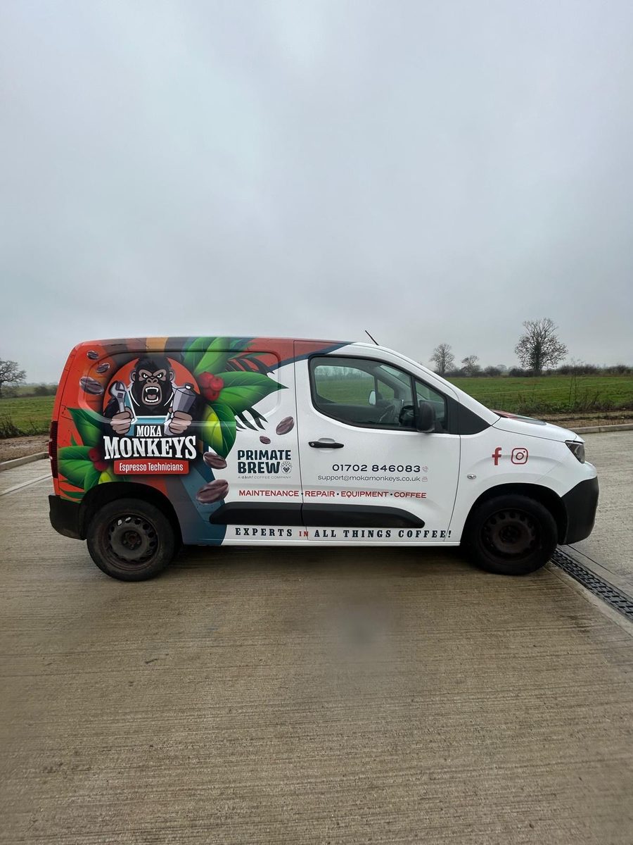 Moka Monkeys espresso technicians van part wrap by Lauryn Jaime Ltd