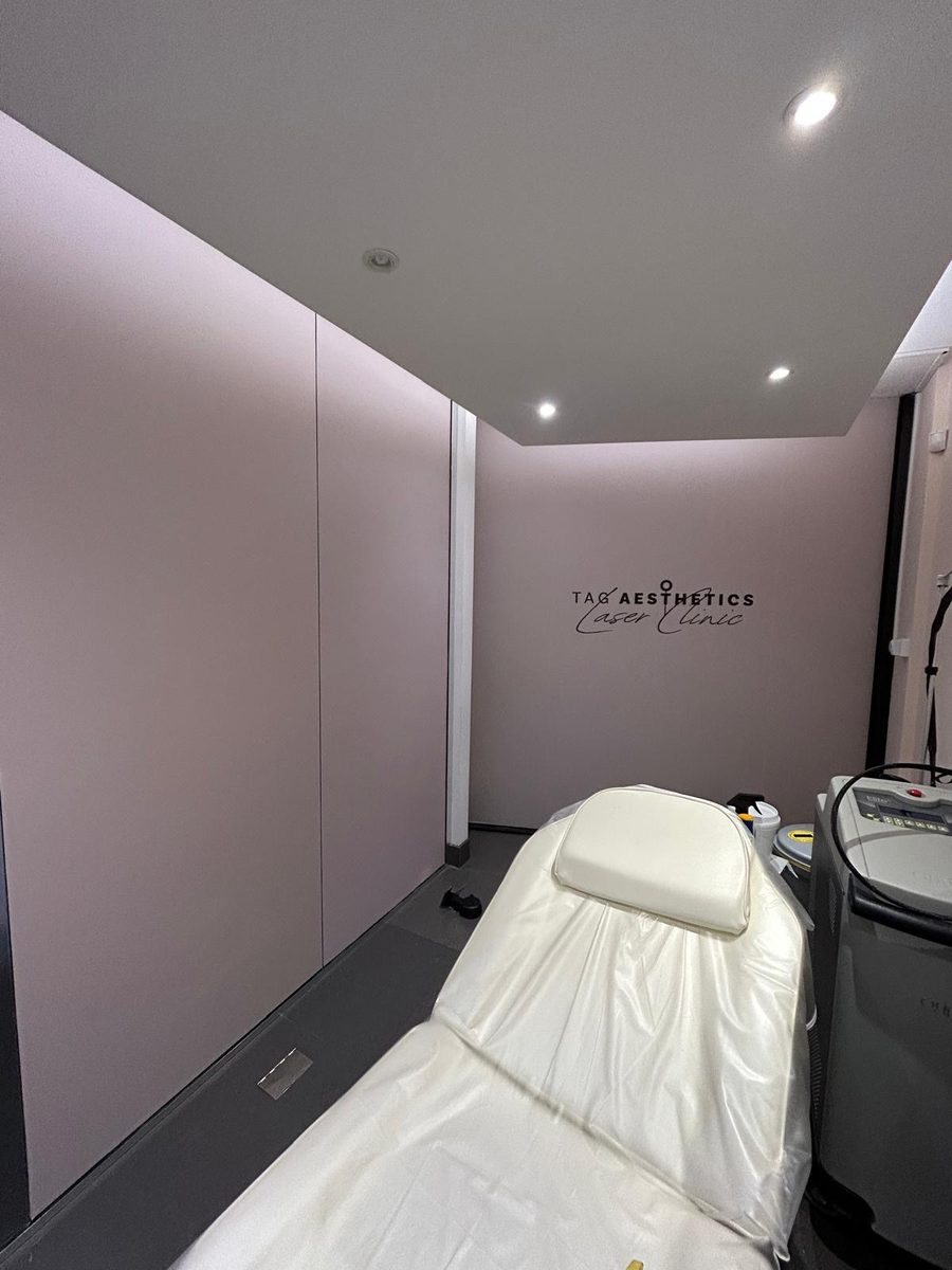 TAG Aesthetics Laser Clinic treatment room wall graphics by Lauryn Jaime Ltd
