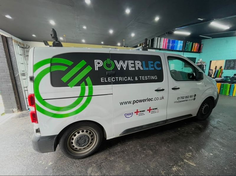 Powerlec Electrical and Testing van wrap by Lauryn Jaime Ltd