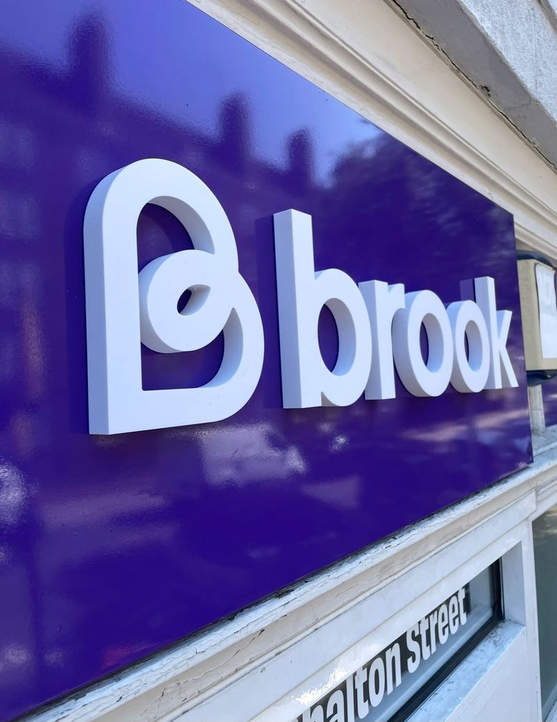Brook built-up 3D shop sign lettering by Lauryn Jaime Ltd